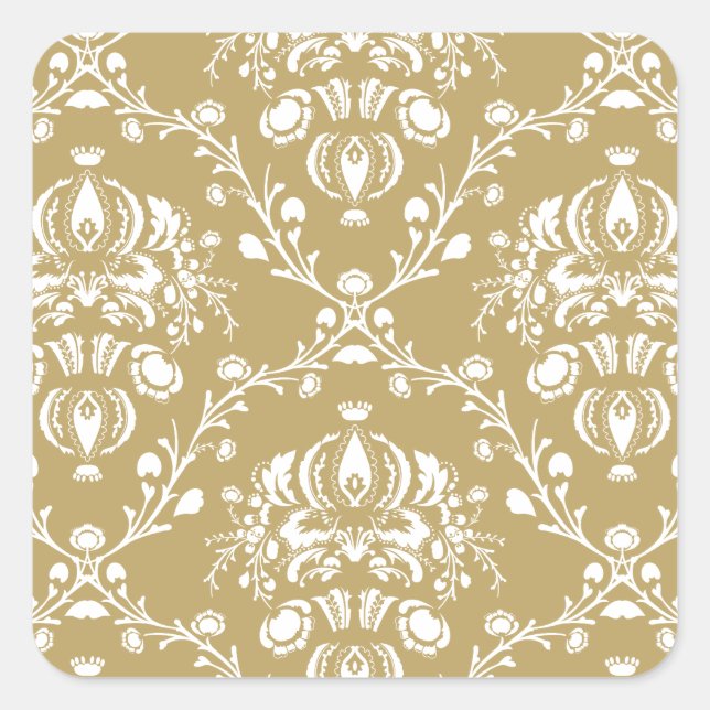 Adesivo Quadrado Cacau e Cream Damask (Frente)