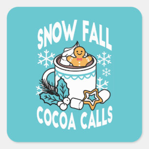 Adesivo Quadrado Cacau quente e berço de inverno - Chamadas de Caca