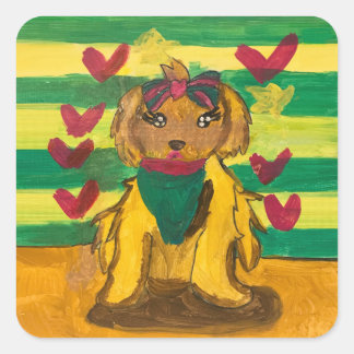 Adesivo Quadrado Cachorrinho "Arte de Crianças"