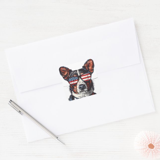 Adesivo Quadrado Cachorro americano nº 10 (Envelope)