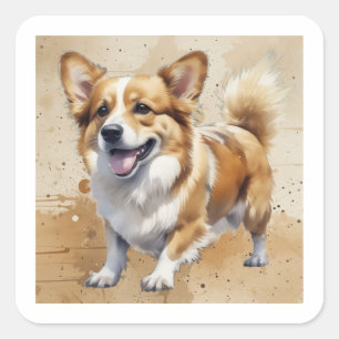 Adesivo Quadrado Cachorro Animal Pet Corgi