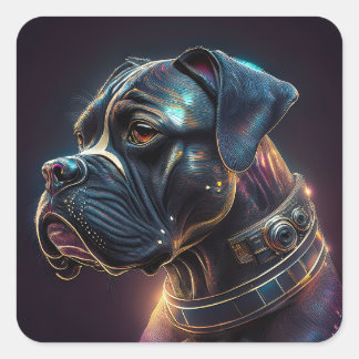 Adesivo Quadrado Cachorro Boxer Steampunk