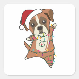 Adesivo Quadrado Cachorro Cachorro Natal Neve Cachorros de inverno