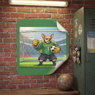Adesivo Quadrado Cachorro Chihuahua Engraçado Goleiro de Futebol