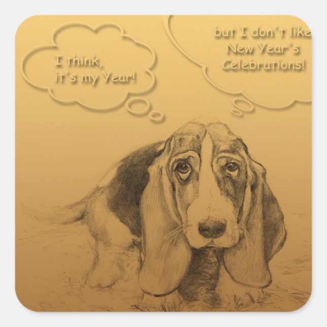 Adesivo Quadrado Cachorro chinês humorístico vietnamita (Frente)