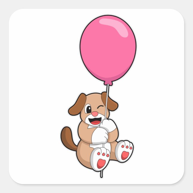 Adesivo Quadrado Cachorro com Balão (Frente)