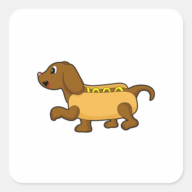 Adesivo Quadrado Cachorro como cachorro-quente (Frente)