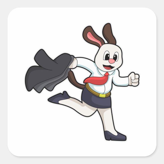 Adesivo Quadrado Cachorro como secretário com saia (Frente)