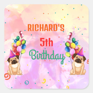 Adesivo Quadrado Cachorro Corajoso Puppy Pensou na Festa de anivers