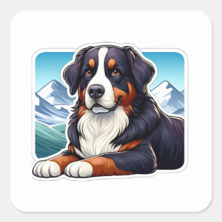 Adesivo Quadrado Cachorro da Montanha Bernese