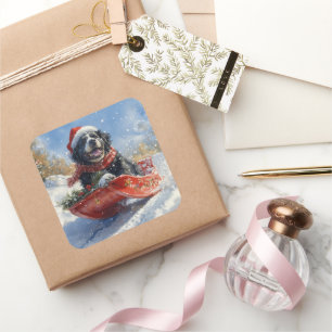 Adesivo Quadrado Cachorro da Terra Nova, deixe nevar o Natal