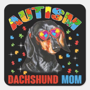 Adesivo Quadrado Cachorro de Consciência do Autismo Dachshund Bonit