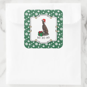 Adesivo Quadrado Cachorro de Greyhound (Bindle) de Natal