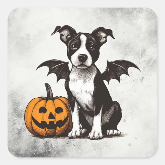 Adesivo Quadrado Cachorro de Halloween (Frente)