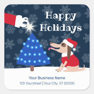 Adesivo Quadrado Cachorro de Natal e Papais noeis de Pet Business