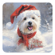 Cachorro de Natal Fofo na Neve