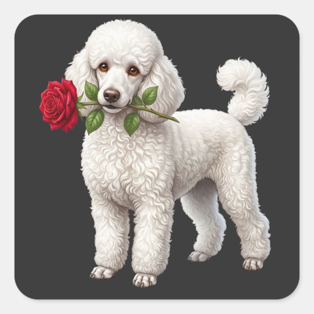 Adesivo Quadrado Cachorro de Poodle Fofo (Frente)