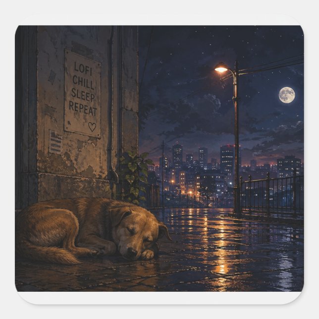 Adesivo Quadrado cachorro de rua dormindo (Frente)