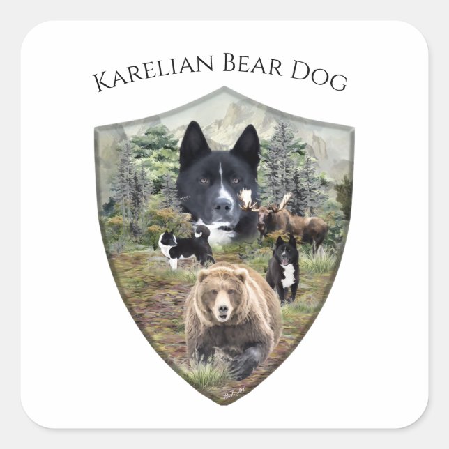 Adesivo Quadrado Cachorro de Urso Karelian (Frente)