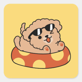 Adesivo Quadrado Cachorro de Verão legal flutuante - Festa de Pisci