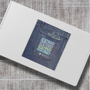 Adesivo Quadrado Cachorro do Kentucky em Jean Pocket Classic Square