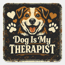 Adesivo Quadrado Cachorro é Meu Terapeuta – Amor à Saúde Mental de 