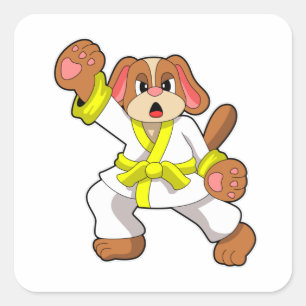 Adesivo Quadrado Cachorro em Karate Martial Artes