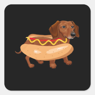 Adesivo Quadrado Cachorro Engraçado Cachorro Quente Comida Rápida