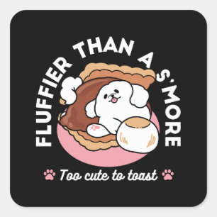 Adesivo Quadrado Cachorro Engraçado e Design de S'more – Pun para A