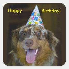 Adesivo Quadrado Cachorro Festa de aniversário australiano