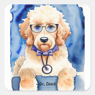 Adesivo Quadrado Cachorro Filhote Goldendoodle Fofo Crianças