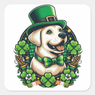 Adesivo Quadrado Cachorro Justo do Dia de São Patrício