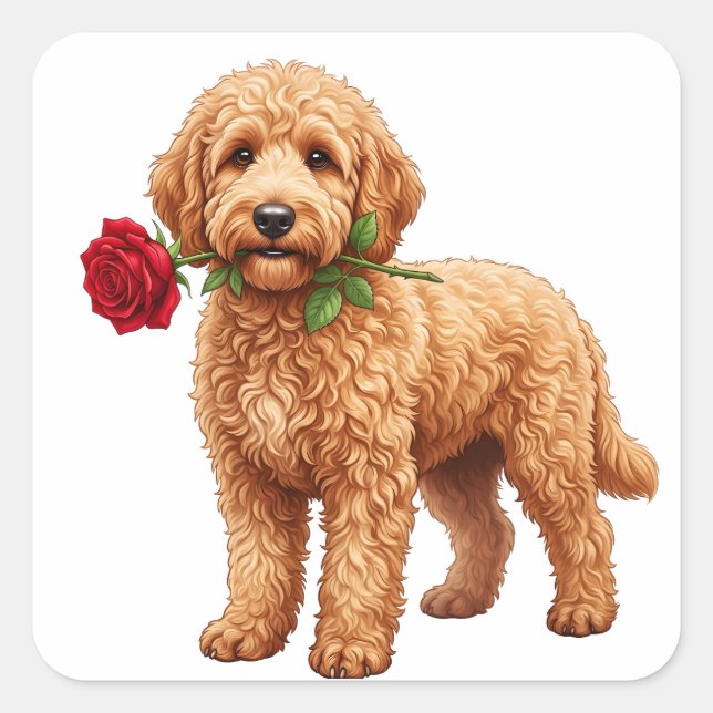 Adesivo Quadrado Cachorro Labradoodle Fofo (Frente)