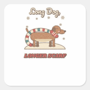 Adesivo Quadrado Cachorro Longo, Cachecol Mais Longo Dachshund