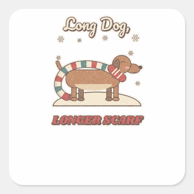Adesivo Quadrado Cachorro Longo, Cachecol Mais Longo Dachshund (Frente)