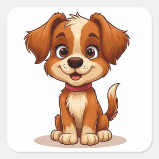 Adesivo Quadrado Cachorro Marrom Fofo Para Amantes de Cachorros