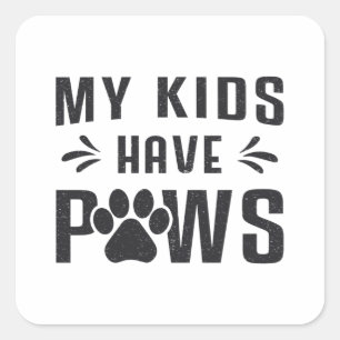 Adesivo Quadrado Cachorro Meus Filhos Têm Cães De Pata Pet Puppy Vi