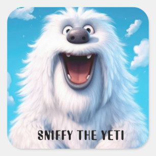 Adesivo Quadrado Cachorro Monstro Engraçado: Cheire o Yeti