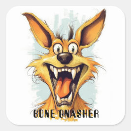Adesivo Quadrado Cachorro Monstro Engraçado: Homem Osso