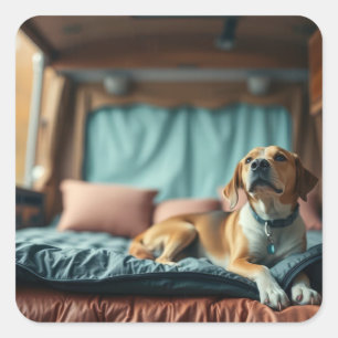Adesivo Quadrado Cachorro na Cama