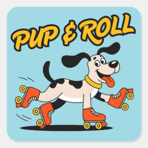 Adesivo Quadrado Cachorro no cilindro Skates Pup e Rolagem