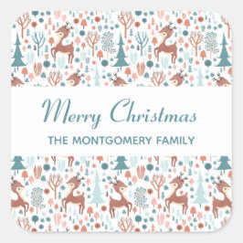 Adesivo Quadrado Cachorro no Natal do Padrão da Floresta Branca