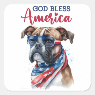 Adesivo Quadrado Cachorro Patriota-Boxer