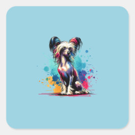 Adesivo Quadrado Cachorro Pinto Chinês