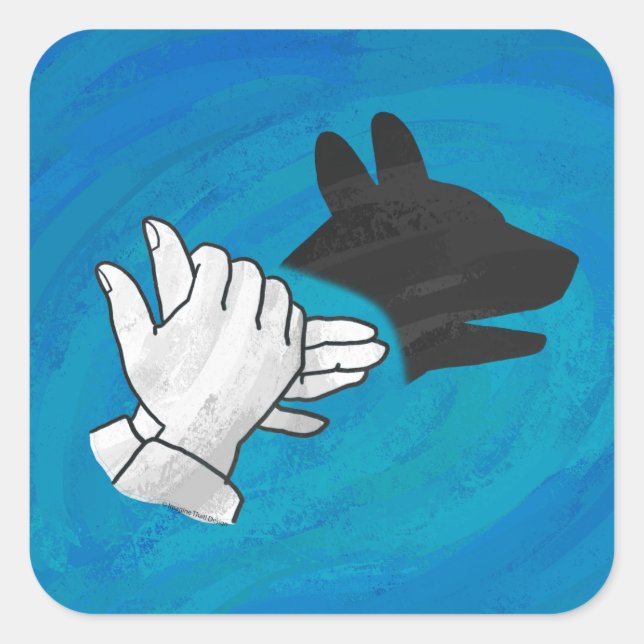 Adesivo Quadrado Cachorro Sombra em Azul (Frente)