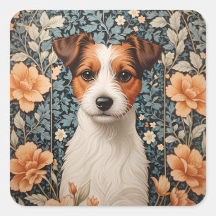 Adesivo Quadrado Cachorro Terrier Jack Russell Fofo Inspirado em Wi