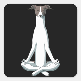 Adesivo Quadrado Cachorro | Yoga Italiano Greyhound