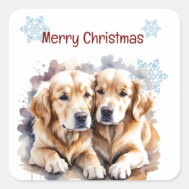 Adesivo Quadrado Cachorros de Papoila-de-Natal Cute Personalizam (Frente)