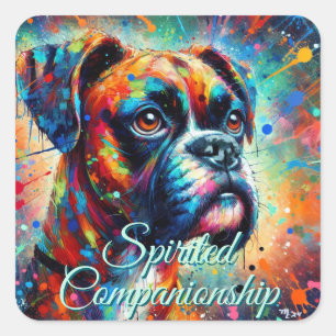 Adesivo Quadrado Cachorros Pop de Arte Colorida Cachorros Azuis Tea