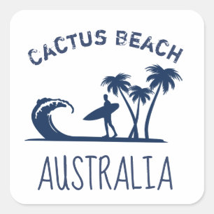 Adesivo Quadrado Cactus Beach Surfing na Austrália